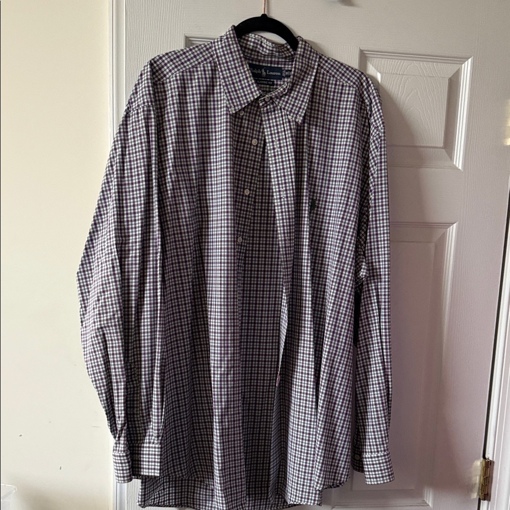 Ralph Lauren Men's Blue and White Plaid Shirt